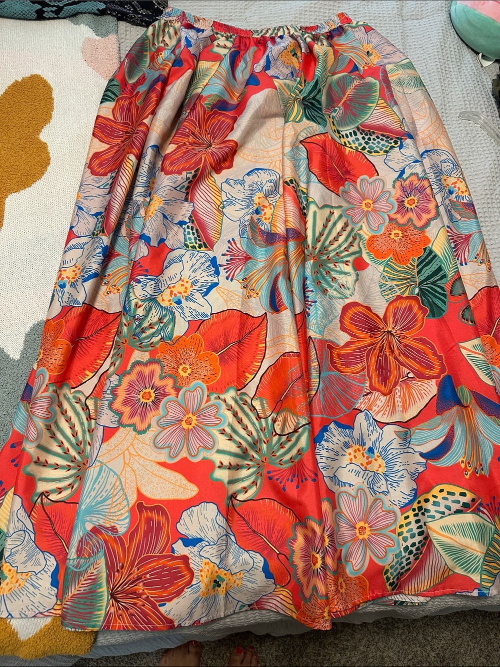 Colorful full length tropical skirt calypso